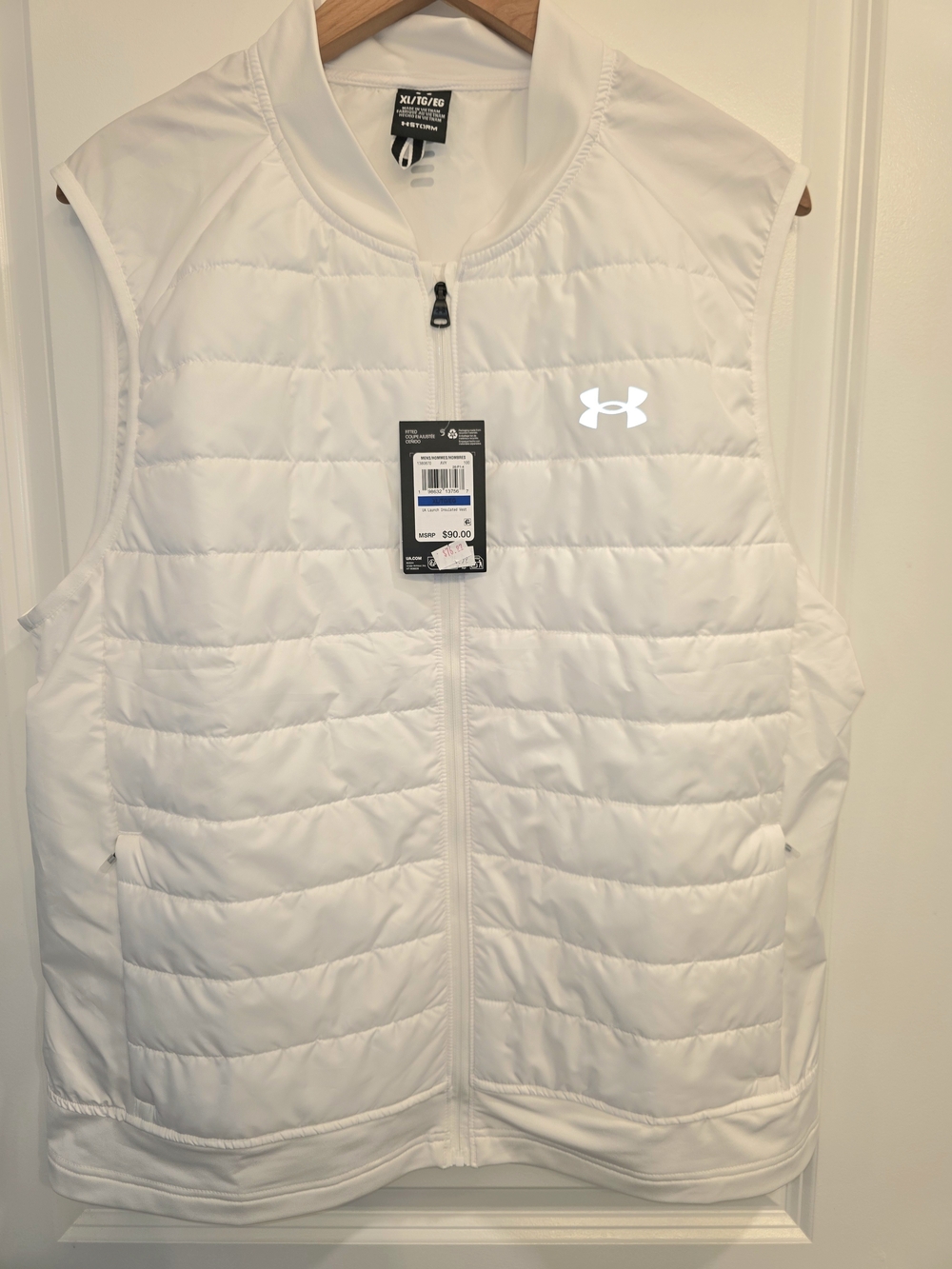 White Under Armour Men’s Launch Insulated Vest — Size XL